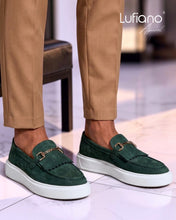 Load image into Gallery viewer, 027H - Lufiano collection- Leather loafers- Green