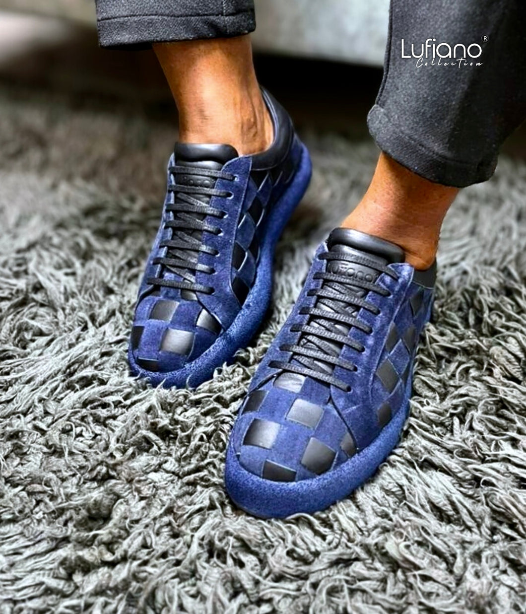 244 Hand Weaved Lufiano Lace Up : Blue