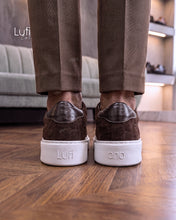 Load image into Gallery viewer, 258- Lufiano Suede Leather Sneaker: Brown