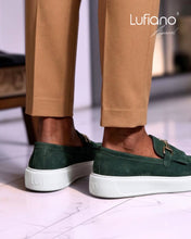Load image into Gallery viewer, 027H - Lufiano collection- Leather loafers- Green