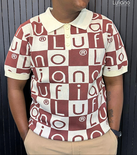 LFN007: Knit Top:Ecru-Brown