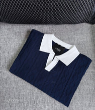 Load image into Gallery viewer, LFN026: Knit Top:Ecru-D.blue