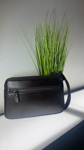SKARLET033- Brown leather clutch bag