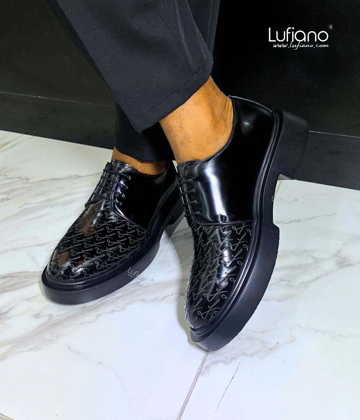 208B Lufiano Lace Up: Black  Lufiano Apparel