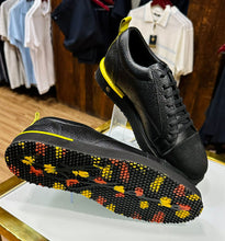 Load image into Gallery viewer, 164B - LUFIANO collection Leather Sneaker- Black/Yellow
