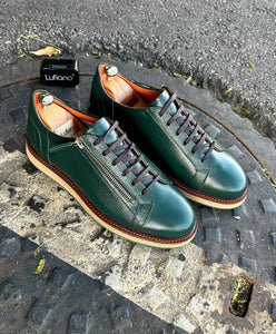 187 - LUFIANO collection Leather Sneaker- Green-Brown