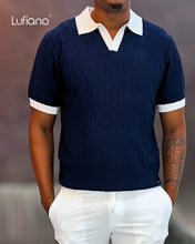 Load image into Gallery viewer, LFN026: Knit Top:Ecru-D.blue