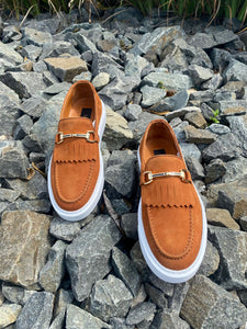 027C - Lufiano Collection-Suede Leather loafers- Bronze