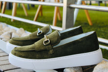 Load image into Gallery viewer, 027 - Lufiano Collection-Suede Leather loffers- Olive