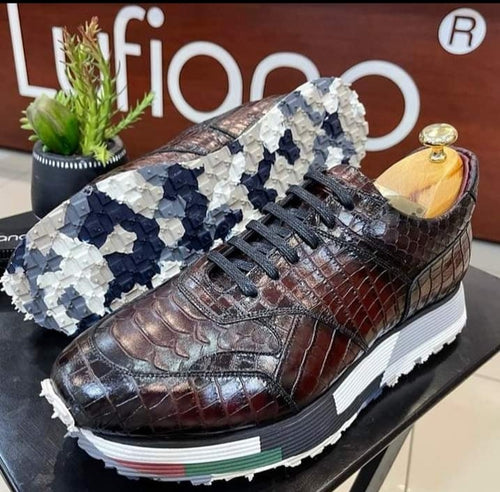 150 - Lufiano Sneaker: Burgundy