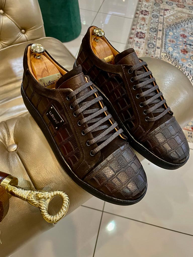 144 - Lufiano rustic sneaker: Brown