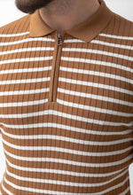 Load image into Gallery viewer, 11360: Stripped Knit Top: Camel