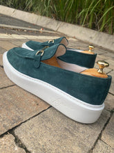 Load image into Gallery viewer, 027C - Lufiano Collection-Suede Leather loafers- Deep Sea Green