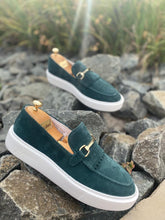 Load image into Gallery viewer, 027C - Lufiano Collection-Suede Leather loafers- Deep Sea Green