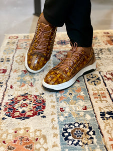 149 - Lufiano weaved Sneaker: Brown
