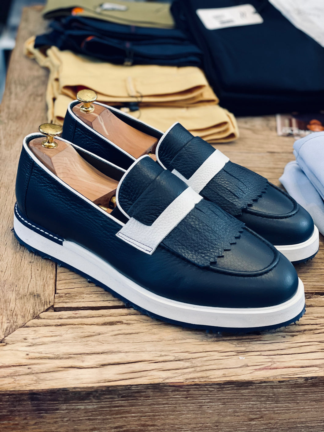 067- Lufiano Leather loafer - Blue