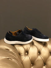 Load image into Gallery viewer, 055 -Lufiano Collection - Suede Leather Sneaker- Dark Blue