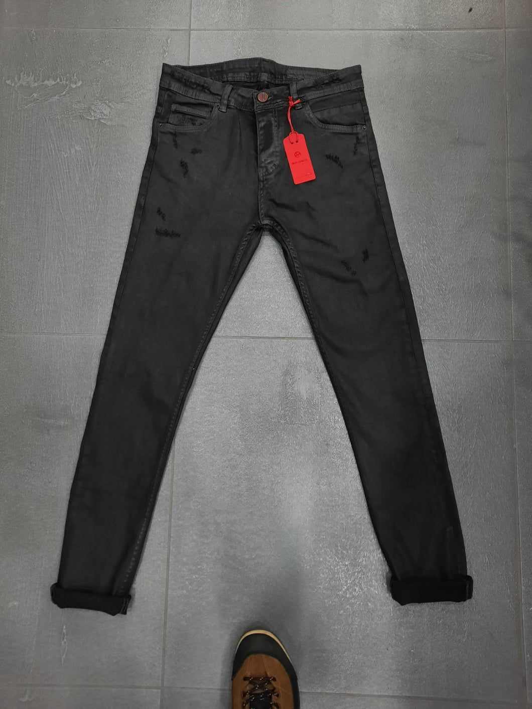 PE 6907 Ex Pent Waxed Jeans: Black
