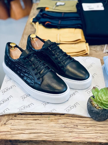 084 - Fabio DIVAYO Leather Sneaker- Charcoal